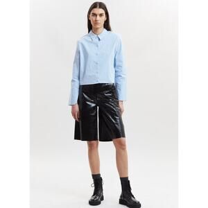 REMAIN by Birger Christensen Manua Leather Bermuda Shorts Size 6 Croc Embossed